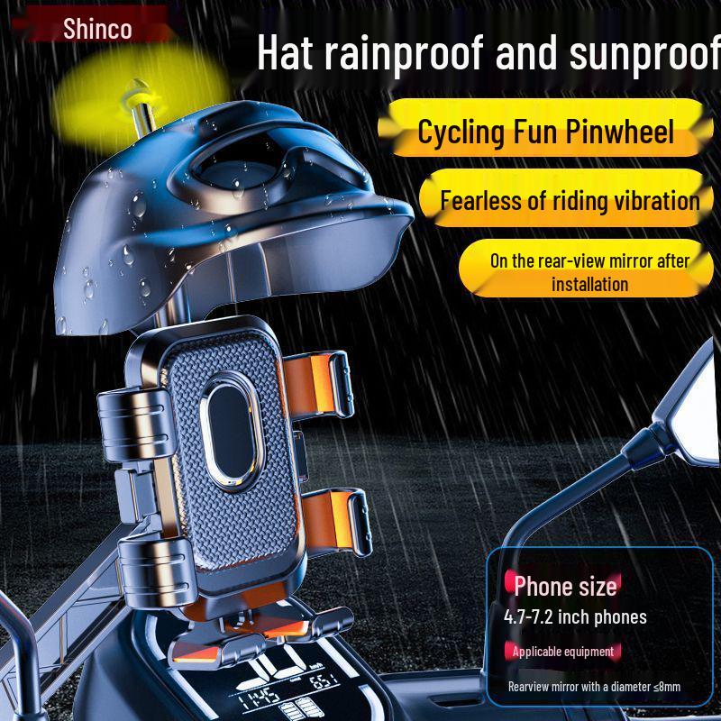 Shockproof Phone Holder for Electric Vehicle - Anti-Shake, Small Helmet, Windmill Design for Motorcycle Delivery Riders