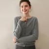 2026 Spring/Autumn Women's Baby Cashmere Round Neck Loose Knit Cardigan Sweater
