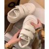 White Sneakers Women's Spring and Summer Heightening Platform White Shoes Velcro Ugly Cute Board Shoes Muffin Round Head Bread Shoes