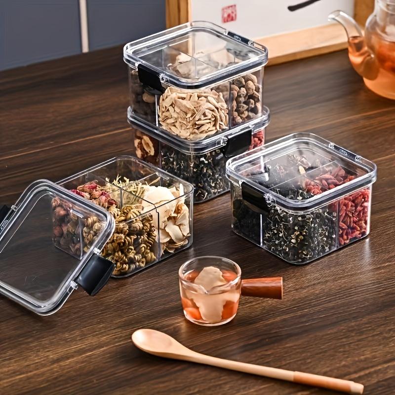 Square Compartmentalized Sealing Jar with Lid, Perfect Christmas Gift, Kitchen Organization,Square Container, Foodsafe Material