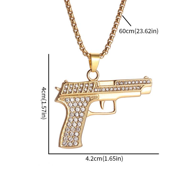 Hip Hop Full Drilling Machine Gun Necklace Personality Creative Submachine Gun Pendant