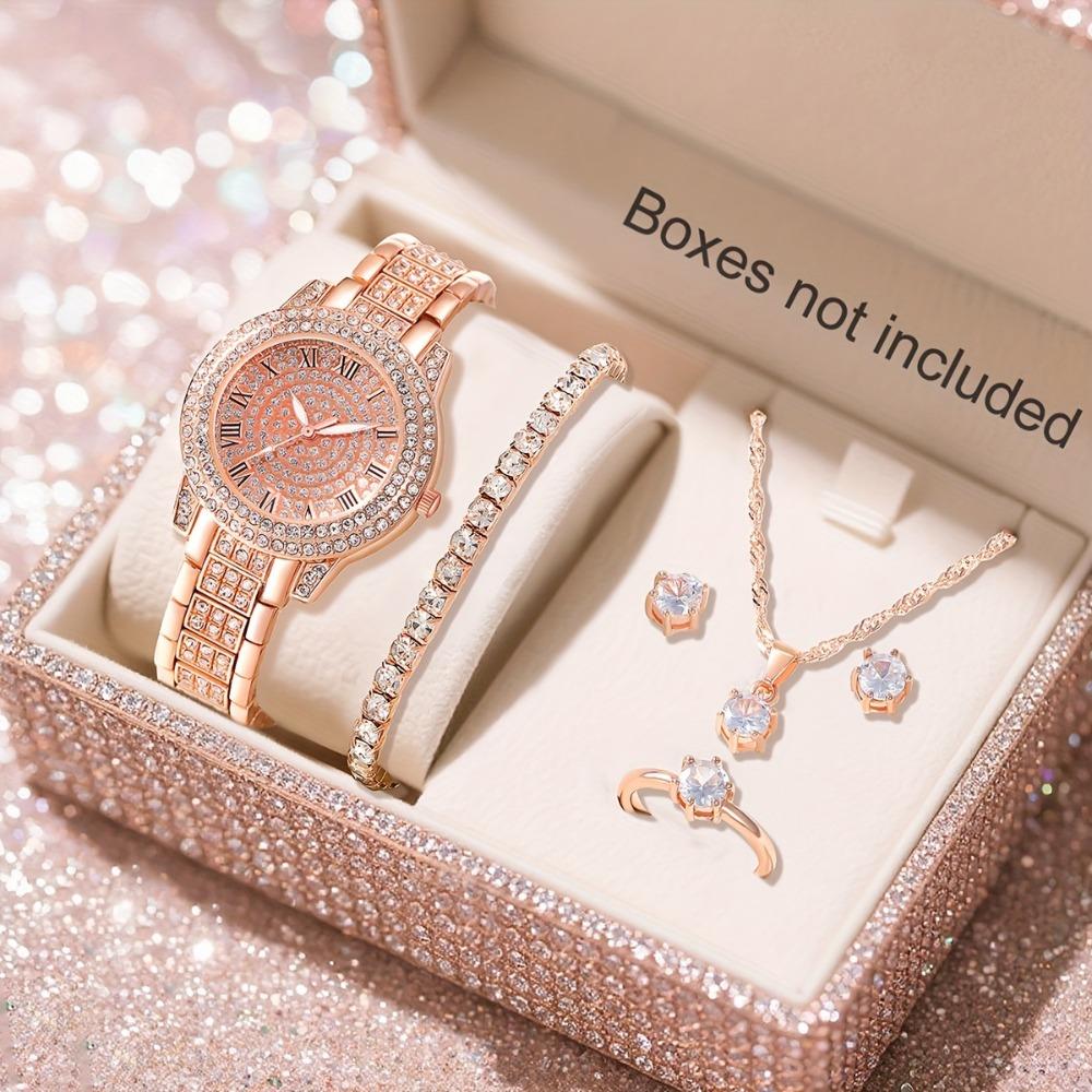 Ladies Watch Set, Steel Belt Full of Diamonds, High-end Quartz Watch Temperament, Business Leisure Watch Wholesale