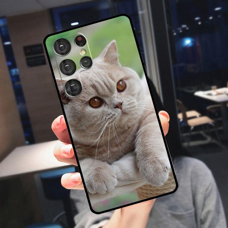 British Shorthair Cat Cover For Samsung Galaxy S25 Ultra S24 S22 S21 S23 Plus S20 FE S9 S10 S24 FE Phone Case