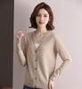 Hengyuanxiang Women's Fine Wool V-Neck Cardigan