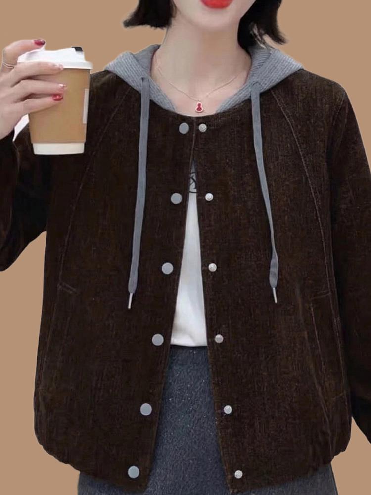 Stylish 2026 Spring Denim Jacket for Middle-Aged & Elderly Women - Casual Hooded Outerwear