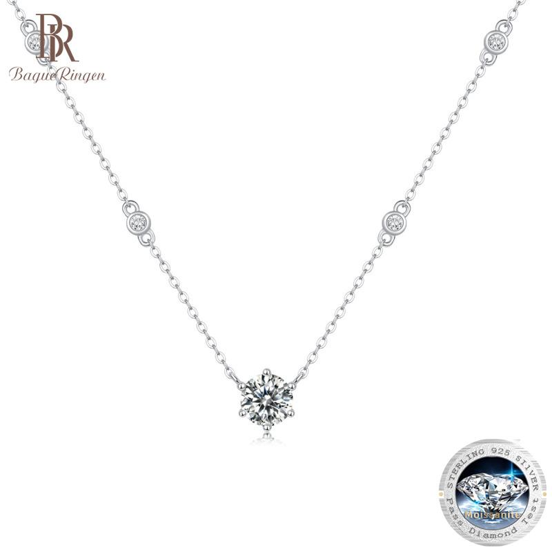 Bague Ringen S925 Argento Intarsiato 1ct Moissanite Love And Cheng Serie Ciondolo Moda Catena Clavicola Accessorio Regalo