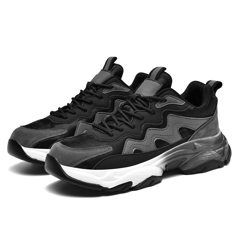 Men's Tennis Sneakers Non-slip, Durable Casual Athletic Shoes Black Non-slip Thickened Sole Men's Training Shoes Large Sizes