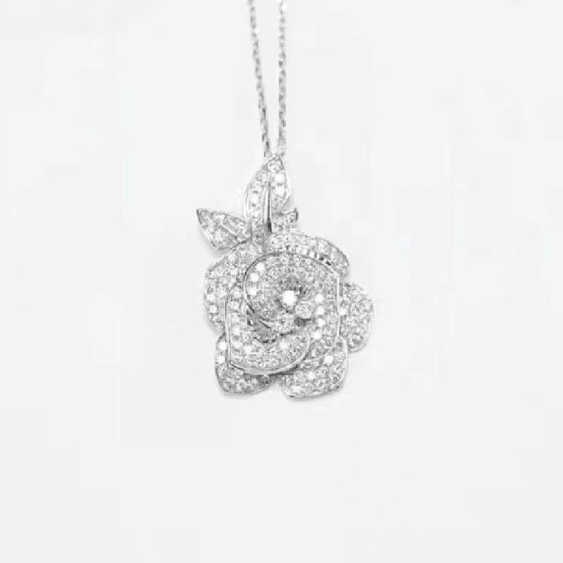 Xiancan 2023 S925 Silver Camellia Pendant Necklace: Women's Fashionable, Versatile European & American Style.