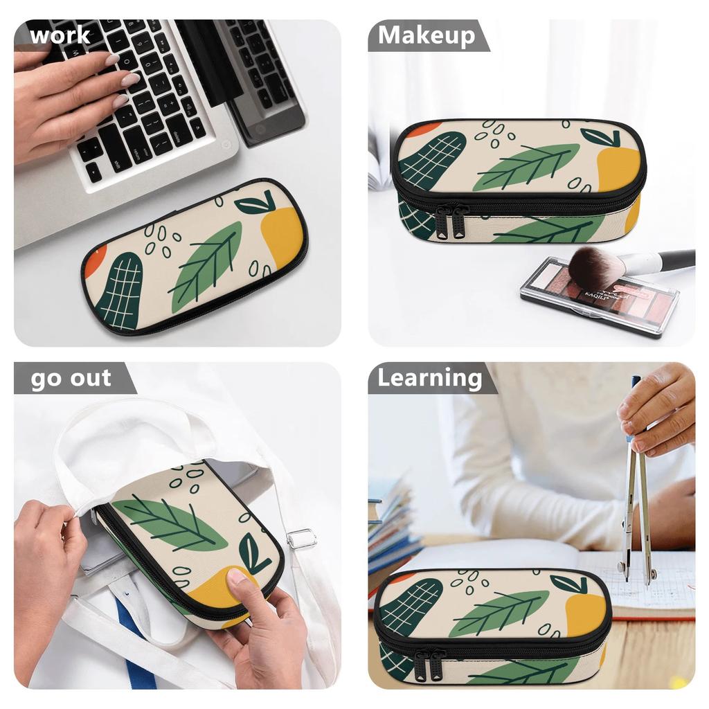Pen Case Portable Strong Polyester Fabric Secure Zipper with Mesh Pocket Removable Divider and Pen Slots for Everyday Study