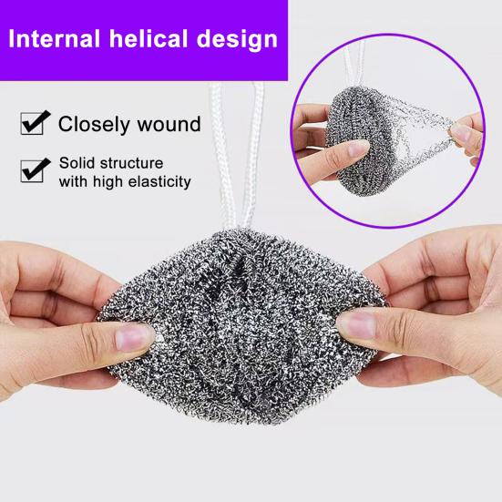 2/3Pcs Cleaning Balls Stainless Steel Pot Scrubber with Hanging Loop Design Kitchen Household Cleaning Brush