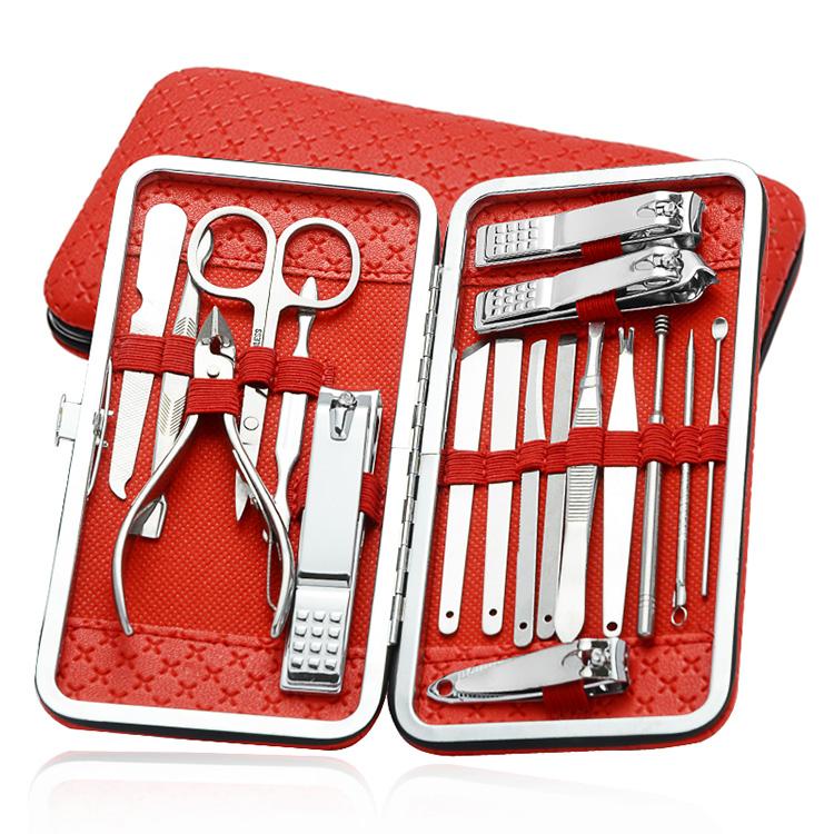 Professional 7 in 1 Stainless Steel Nail Clippers Kit Pedicure Manicure Set 18 Pcs Portable Durable серебряный