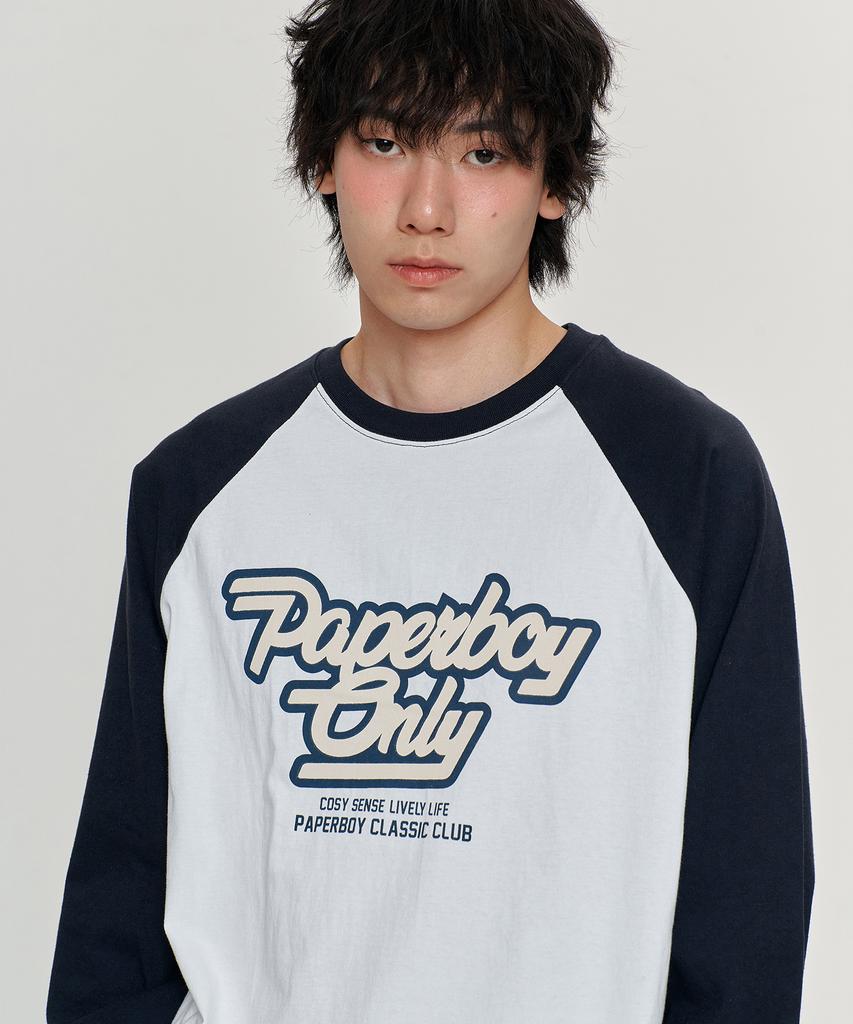 PAPERBOY Only Raglan Oversized Long Sleeve - White & Navy