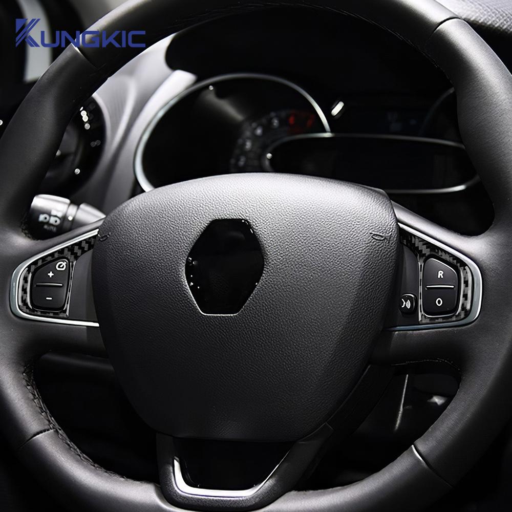 Real Soft Carbon Fiber Sticker For Renault Clio 4 2013 2014 2015 2016 2017 2018 LHD RHD Car Steering Wheel Button Frame Panel