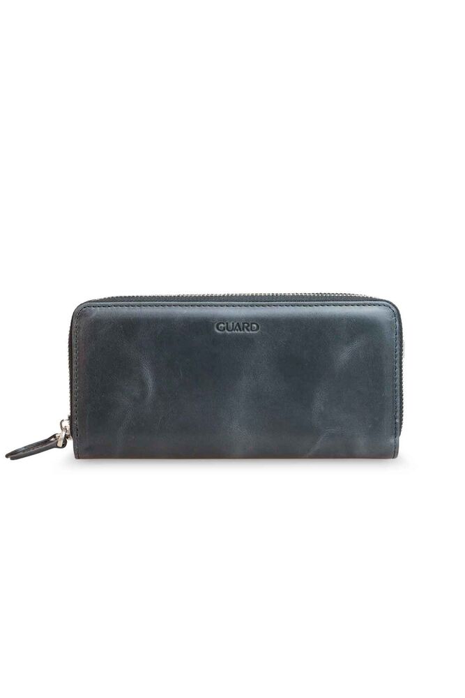 

Guard Double Zipper Crazy Black Leather Handbag
