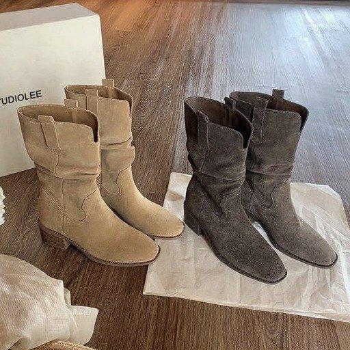 Autumn new Martin boots women's small inner heightening boots women's new retro style high heel medium tube short boots stacking boots