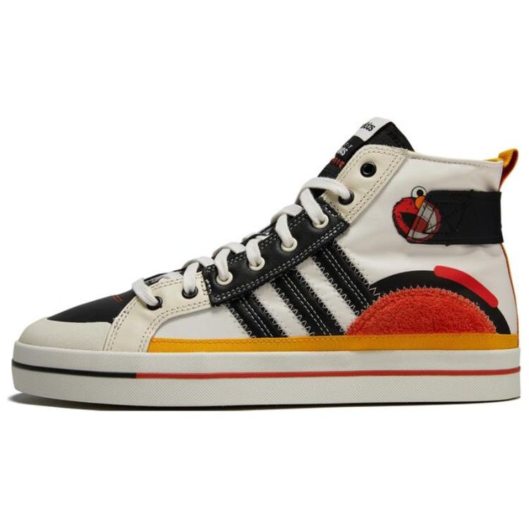 Adidas Neo City Canvas Hi Fabric Leather Comfortable Casual Slip Resistant Durable Mid Top Skate Shoes Unisex Sneakers White Black Orange GY2187