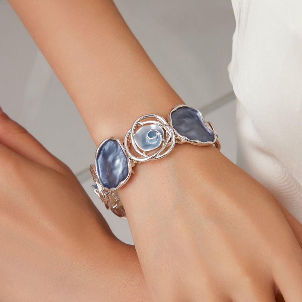 Elastic Buckle Colored Oil Rose Bracelet Enamel Women's Hand Bracelet  Gifts for Women Girl