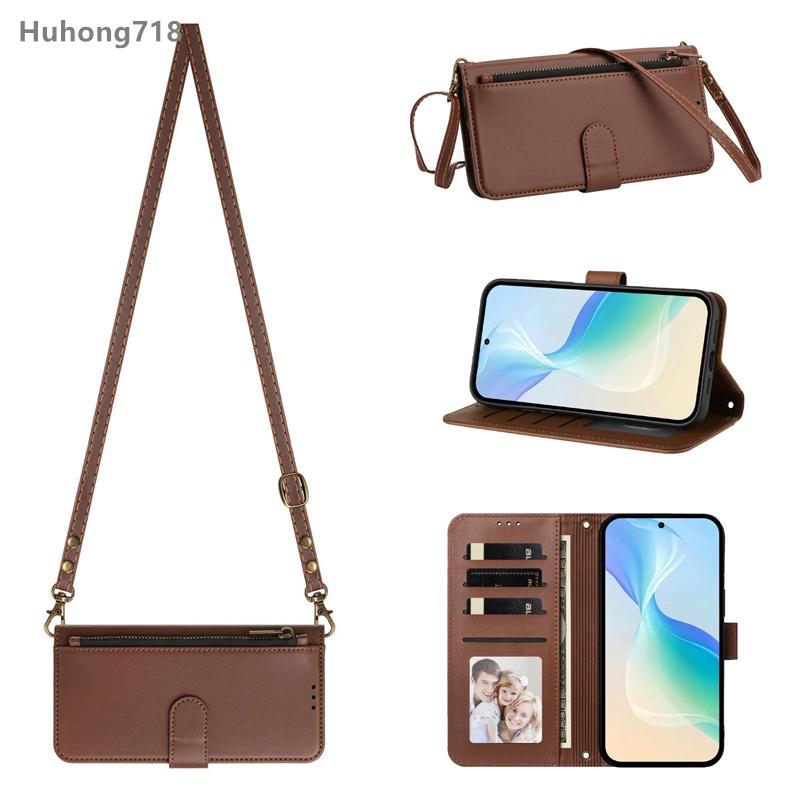 For Honor X6 X6A X6B X6S X7A X7b X7C X7E X8 X8A X8B X9 X9A X9b 4G 5G Case Zipper Coin Purse Flip Leather Cover Crossbody Bag Wireless Charging