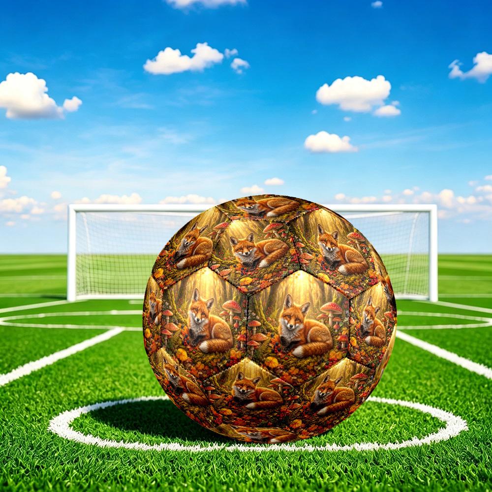 1pc Autumnal Fox Forest Theme Soccer Ball Football, Size 5, Lightweight PVC, Durable Outdoor Training Soccer Ball, Gift M61455