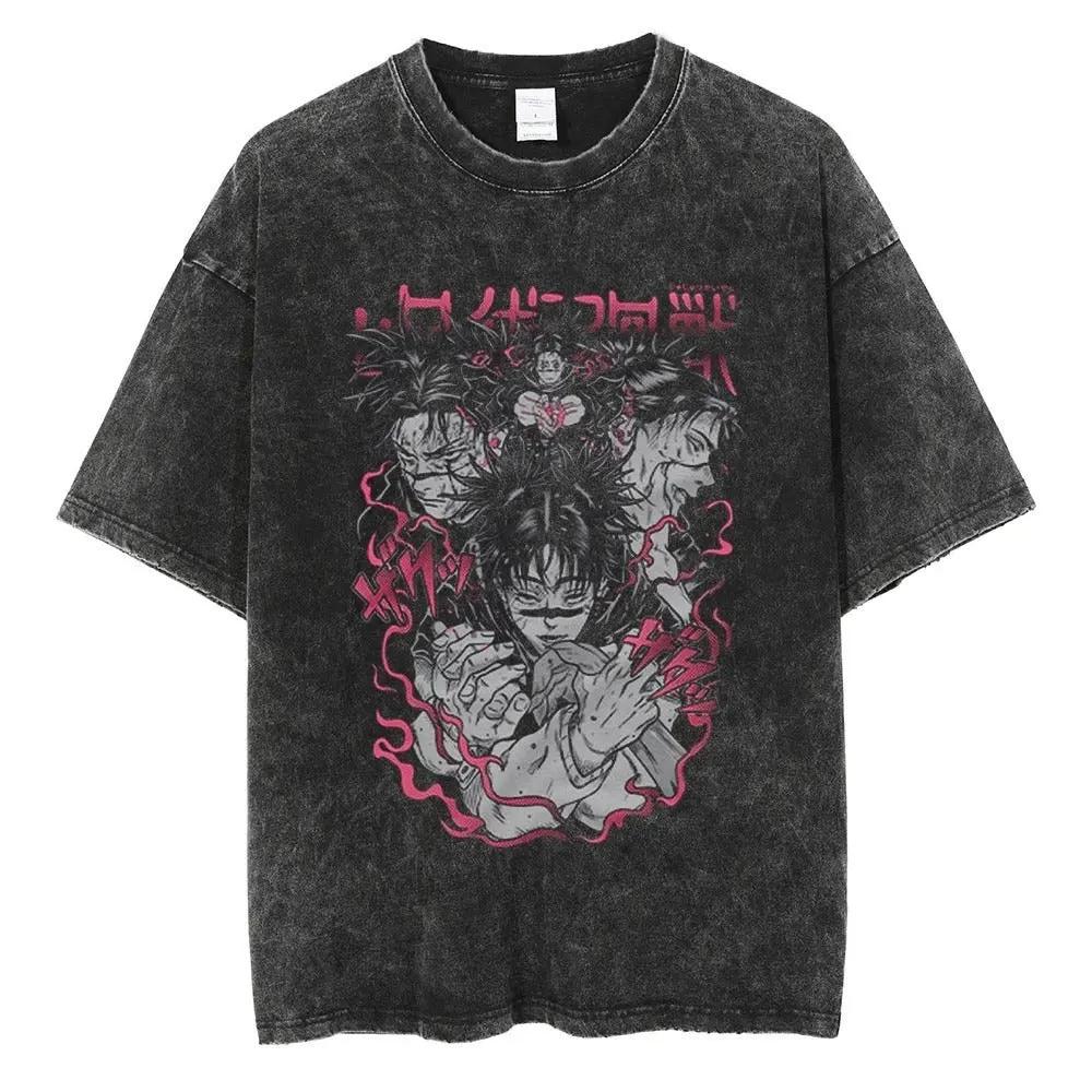Jujutsu Kaisen Anime Gojo Satoru Gewassen T-shirt Vintage Harajuku Katoen Mannen Streetwear Oversized Dames Korte Mouw