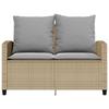 2 Seater Garden Sofa with Cushions & Table Beige Poly Rattan