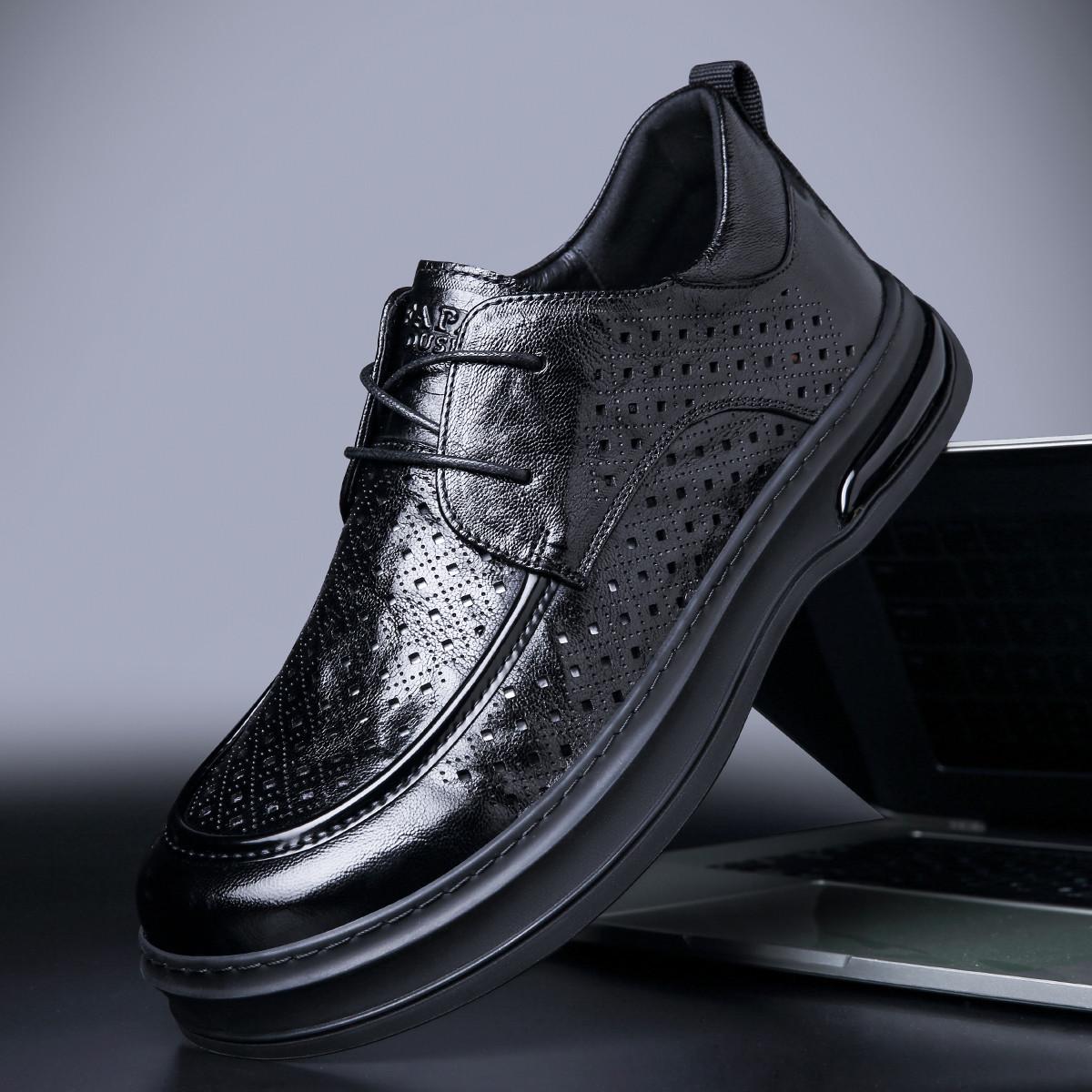 

Wenzhou genuine leather shoes men s senior sense Derby shoes top layer sheepskin groom wedding big head leather shoes men s business commuting 44