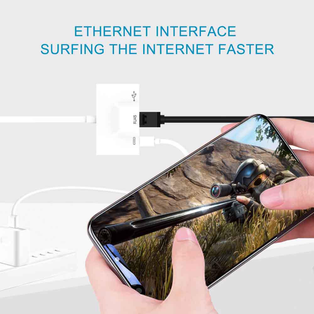 Type-C To RJ45 Ethernet OTG Adapter Wired LAN Card Ethernet USB OTG HUB HD Video Adapter