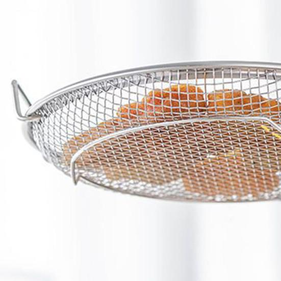 Stainless Steel Frying Oil Strainer Basket with Mesh Heat-Resistant Skimmer for Deep Fryer Cooking