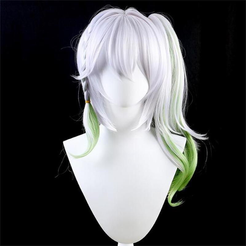 55 cm Nahida Cosplay Perucă Genshin Impact Nahida Sumeru Gradienți de culori mixte Clip coadă de cal păr peruci de petrecere de Halloween