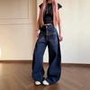 Womens Loose Straight Leg Jeans Street Style Washed Distressed Long Pants Blue S-XXXL