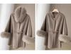 Cape Korean Shawl Wool Coat with Detachable Fur Collar - Women's Small, 2024 Autumn/Winter Fashion