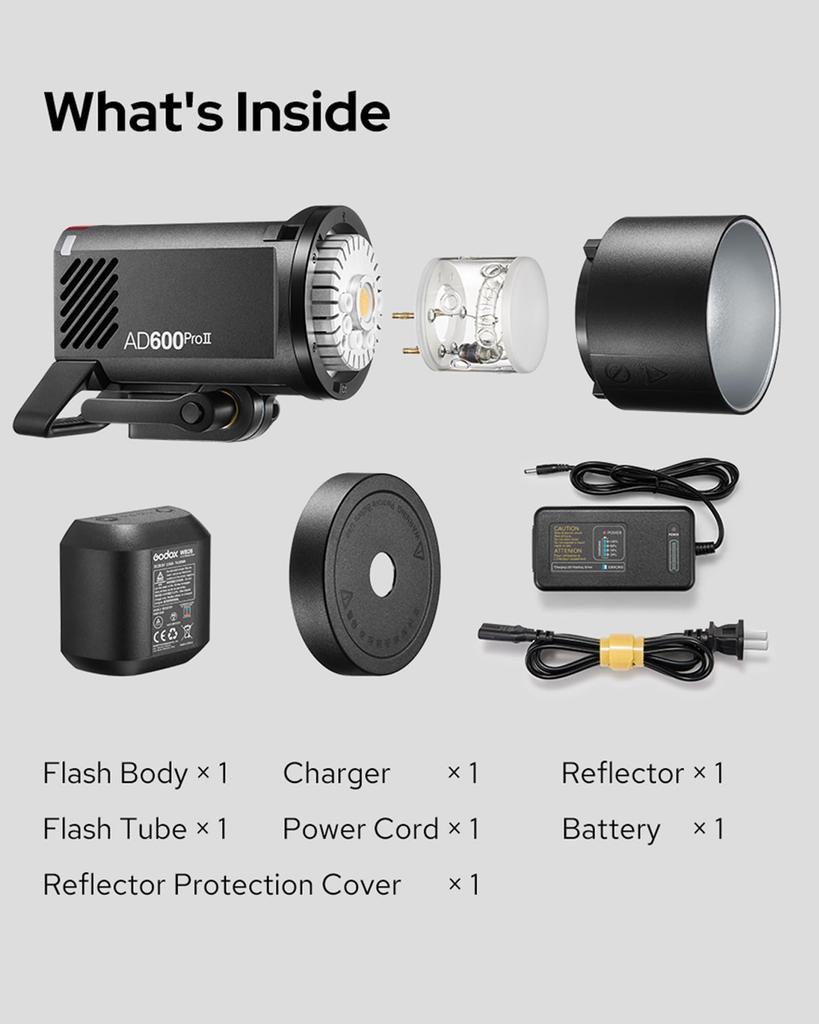 Godox Godox AD600 Pro II Strobe Light AD600Pro 600Ws Outdoor Studio Flash Monolight with TTL Wireless System and 40W LED Modeling Compatible with and