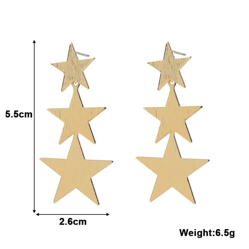 Exaggerated Three-layers Stars Women's Dangle Earrings Uneven Metal Star Pendants Long Hanging Earrings for Ladies Ear Jewelry
