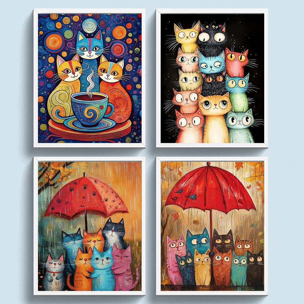 Vollständige Stickerei Öko-Baumwollfaden 11CT gedruckt Katze Kreuzstich Kit Kunst