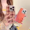 Korean Autumn/Winter Plaid Case for iPhone 17 Pro Max - Brown & Orange for Women