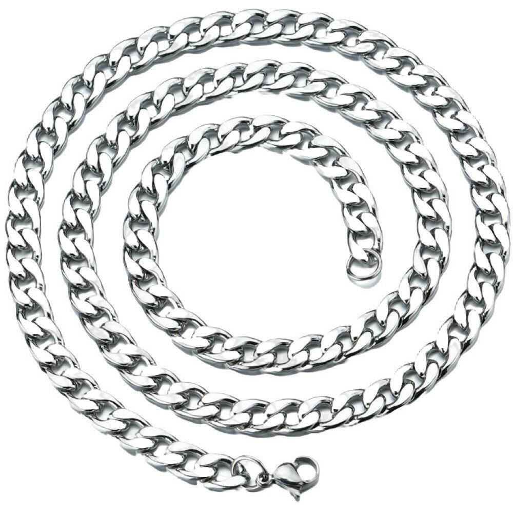 Free Shipping Necklace Chain Curb Only Stainless Steel Mens Womens 60cm 50cm Thicker 7mm 5mm Accessories Silver Color Street Hip-hop Dance Style Use