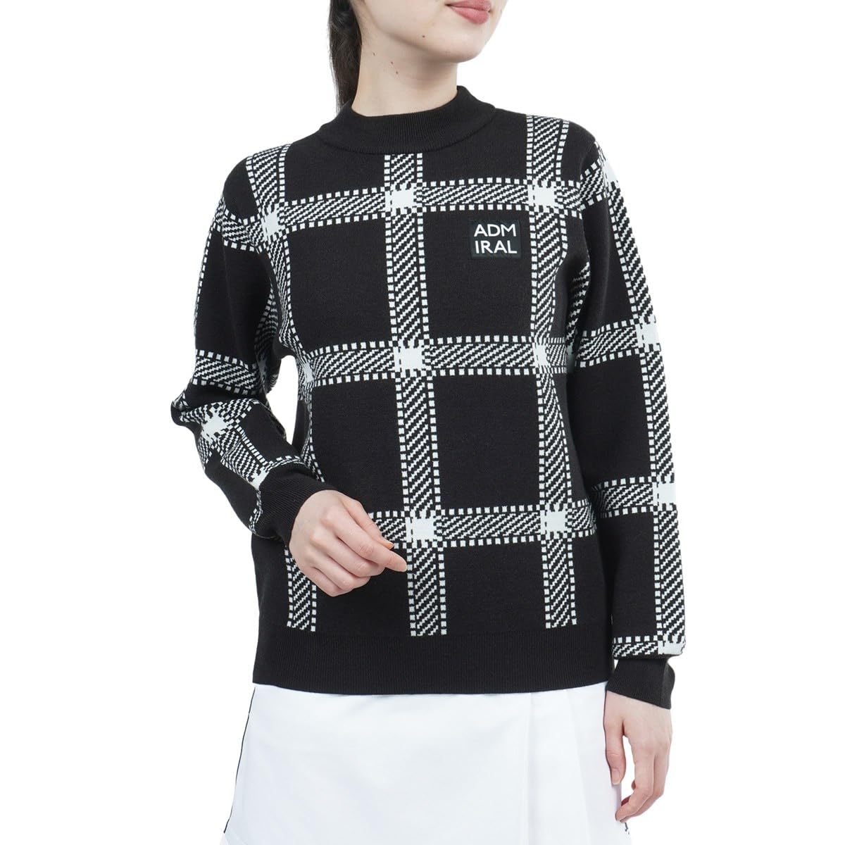 

Admiral Golf ADLA287 Windpane High Neck Knit Size M Women s Sweater, Black, чёрный
