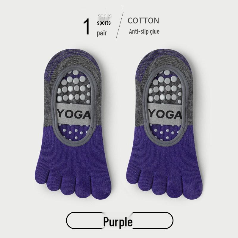 Rutschfeste Fünf-Zehen-Yogasocken für Damen - Baumwolle, Wadenhoch, Ganzjahres-Pilates-Fitnesssocken