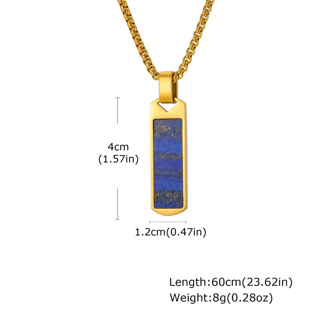 Vnox Vertical Bar Necklaces for Men Boys, Stainless Steel Rectangle Pendant, Gold Color Box Chain Trendy Necklace Jewelry Gifts