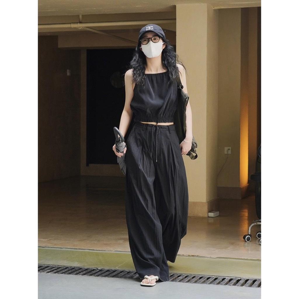 Louvre Summer Women's Korean Style High-Waist Wide Leg Casual Sun Protection Pants