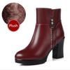 Genuine Leather Winter Women Boots Warm High Heels Ankle Boots Women Thick Wool Warm Snow Boots Woman 2025 Elegant High Heels