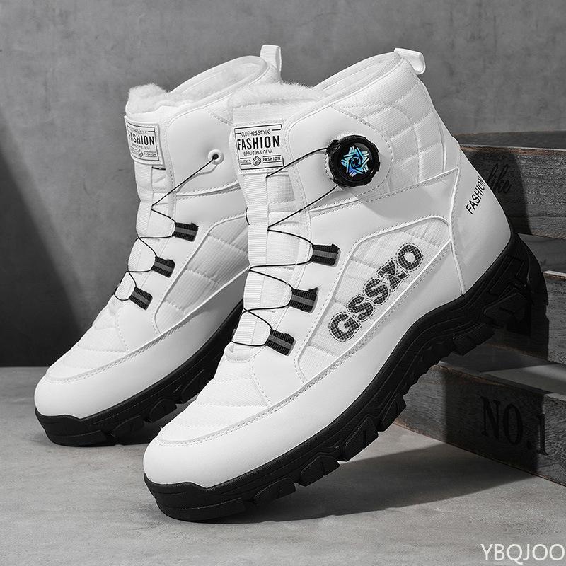 

Новые зимние мужские повседневные модные теплые хлопковые ботинки противоскользящие износостойкие спортивные туфли универсальная удобная мужская обувь 39