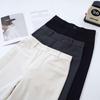Women's High-Waist Gray Woolen Wide-Leg Pants - Fleece-Lined for Autumn/Winter, Thickened Drape, Narrow Straight-Leg Design