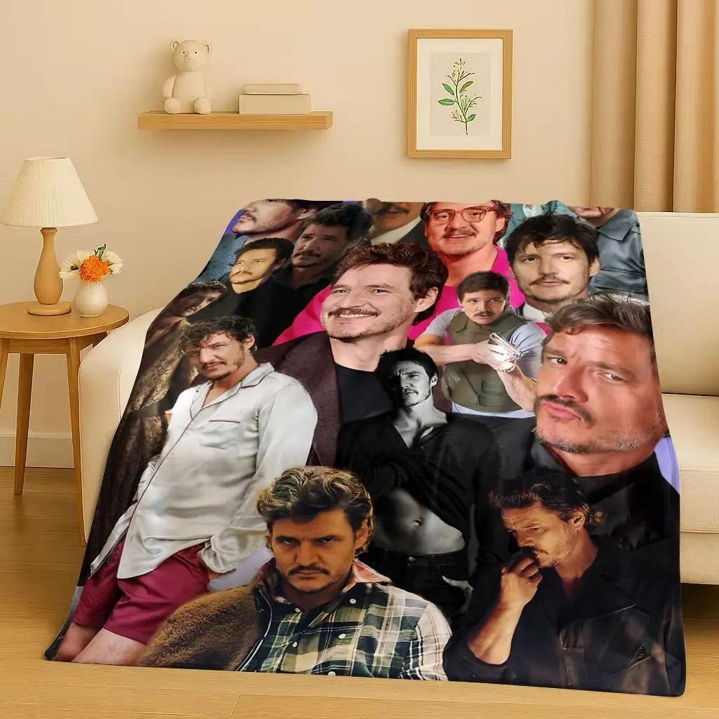 Fashion Pedro Pascal Handsome Actor Flannel Blanket,Ultra Soft Warm Plush Throw for Home Bedroom Bed Sofa Cover Kids Picnic Gift