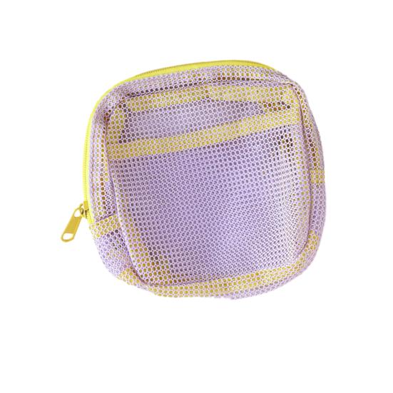 

Cosmetic Storage Bag Breathable Mesh Design Compact Organizer with Lanyard Portable Bag for Toiletries Makeup Accessories A фиолетовый