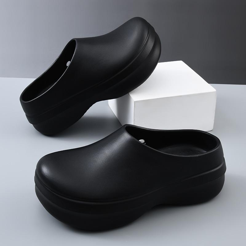 Large size 44-45 beach shoes men's chef shoes one-word sandals thick sole height increase couple