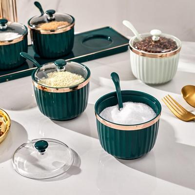 Caja de almacenamiento de condimentos, botellas para condimentos, recipiente para pimienta, azúcar, tazón, salero, frascos, botella de sésamo con tapa, accesorios de cocina