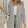 Solid Color Classic Casual Button Front Cardigan Long Sleeve Open Style Women