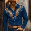 Simple Men's Long-sleeved Shirt Retro Ethnic Style Striped Spring and Autumn Printed Top