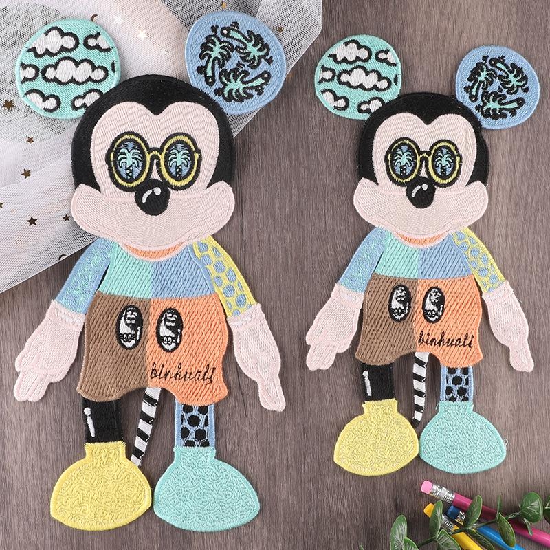 Duoku Computerstickerei Stoffetikett Cartoon-Tier Große Maus Bekleidungszubehör Aufnäher Stoffaufkleber